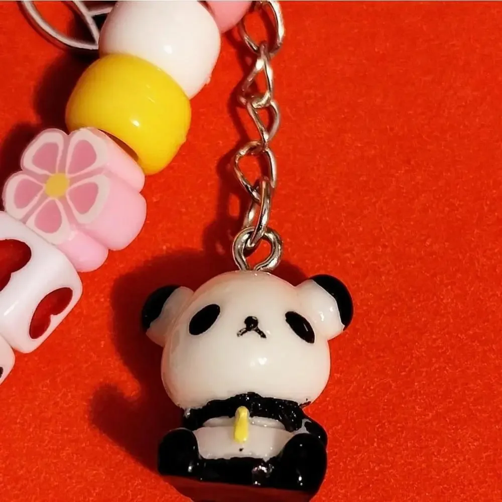 Handmade Kawaii Sakura Panda Lotus Charm Kandi Keychain